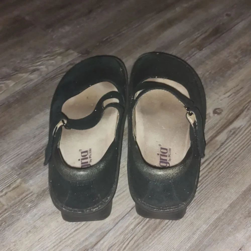 Alegria Day 553 black glitter Mary Jane shoes Sz 37 - Picture 4 of 6